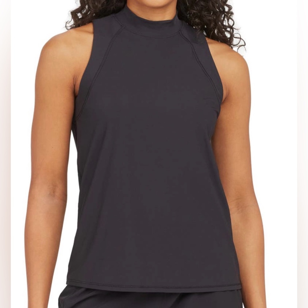 Spanx•2 in 1 Peplum Mock Neck Tank•Size XS•Very Black